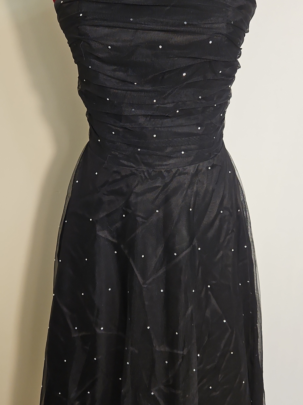 Strapless Black Evening Gown with Rhinestone Details Size 8 - Picture 2 of 7